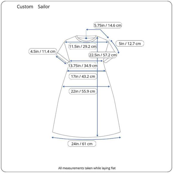 Custom Sailor Dress Cotton Caplet Nautical Theme - Picture 10 of 10